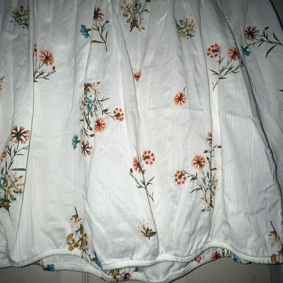 Ana A New‎ Approach Crop Blouse Top Sz L Wild Flowers 100% Cotton LS Nature EUC - Picture 3 of 8